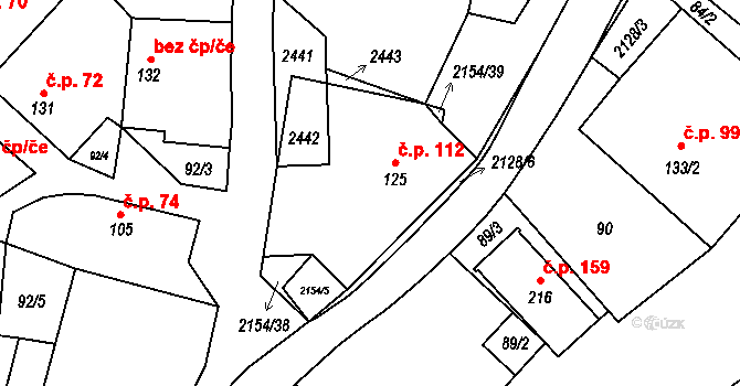 Nový Rychnov 112 na parcele st. 125 v KÚ Nový Rychnov, Katastrální mapa