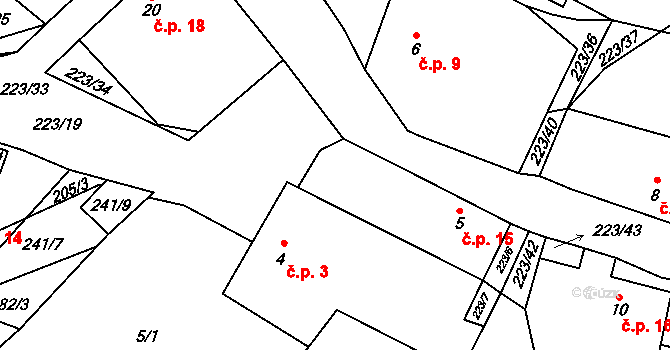 Turovka 15, Horní Cerekev na parcele st. 5 v KÚ Turovka, Katastrální mapa