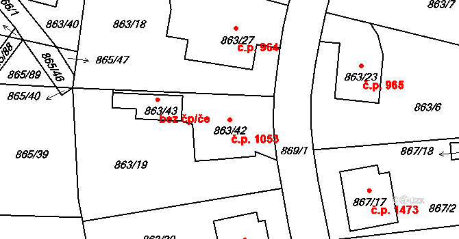 Pelhřimov 1053 na parcele st. 863/42 v KÚ Pelhřimov, Katastrální mapa