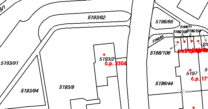 Frýdek 2304, Frýdek-Místek na parcele st. 5193/2 v KÚ Frýdek, Katastrální mapa