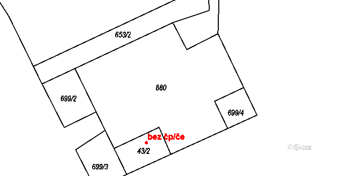 Dolní Lhota 5, Stráž nad Nežárkou na parcele st. 43/1 v KÚ Dolní Lhota u Stráže nad Nežárkou, Katastrální mapa