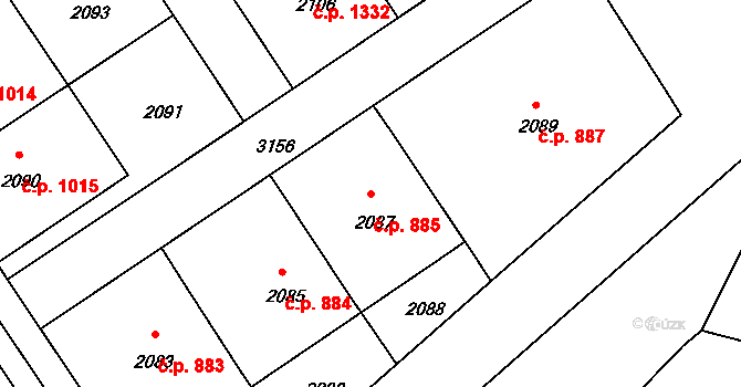 Nusle 885, Praha na parcele st. 2087 v KÚ Nusle, Katastrální mapa