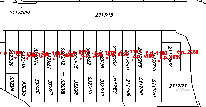 Chodov 1190, Praha na parcele st. 3323/16 v KÚ Chodov, Katastrální mapa