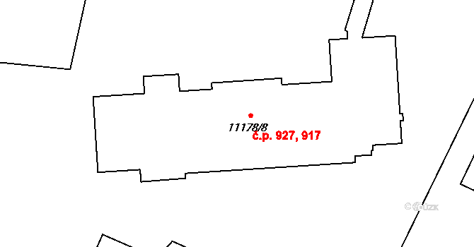 Severní Předměstí 917,927, Plzeň na parcele st. 11178/8 v KÚ Plzeň, Katastrální mapa