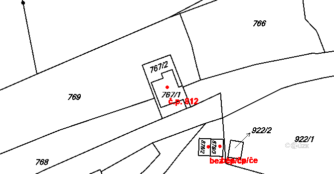 Štýřice 812, Brno na parcele st. 767/1 v KÚ Štýřice, Katastrální mapa