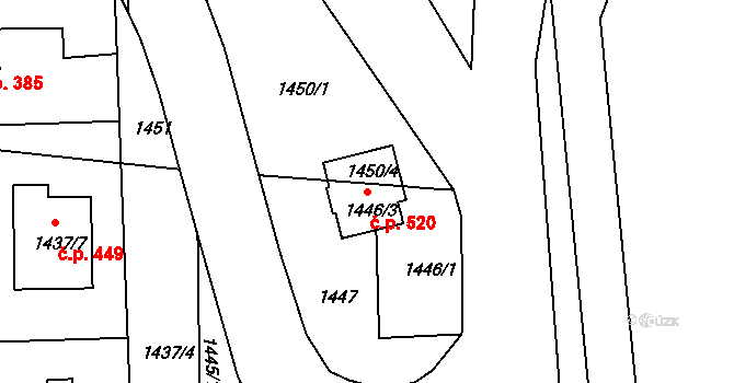 Podmoklice 520, Semily na parcele st. 1446/3 v KÚ Semily, Katastrální mapa