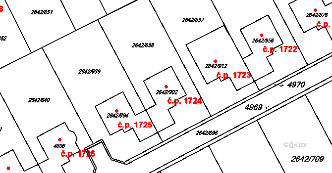 Kuřim 1724 na parcele st. 2642/902 v KÚ Kuřim, Katastrální mapa