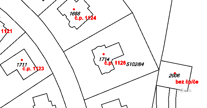 Hrušovany nad Jevišovkou 1126 na parcele st. 1714 v KÚ Hrušovany nad Jevišovkou, Katastrální mapa