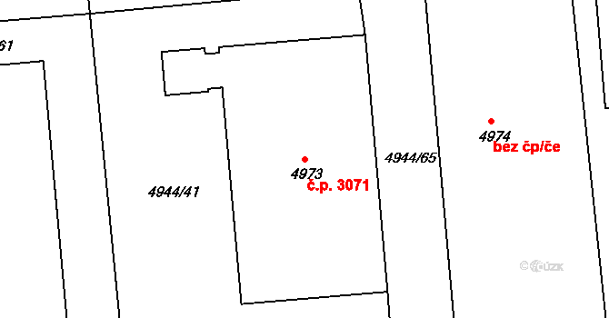 Česká Lípa 3071 na parcele st. 4973 v KÚ Česká Lípa, Katastrální mapa