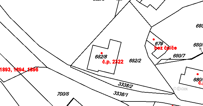 Pelhřimov 2322 na parcele st. 682/8 v KÚ Pelhřimov, Katastrální mapa