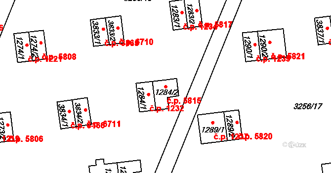 Zlín 5815 na parcele st. 1284/2 v KÚ Zlín, Katastrální mapa