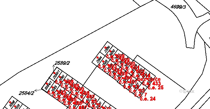 Veselí nad Moravou 498 na parcele st. 2599 v KÚ Veselí-Předměstí, Katastrální mapa