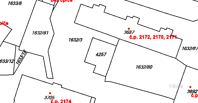 Rakovník 38601877 na parcele st. 4257 v KÚ Rakovník, Katastrální mapa