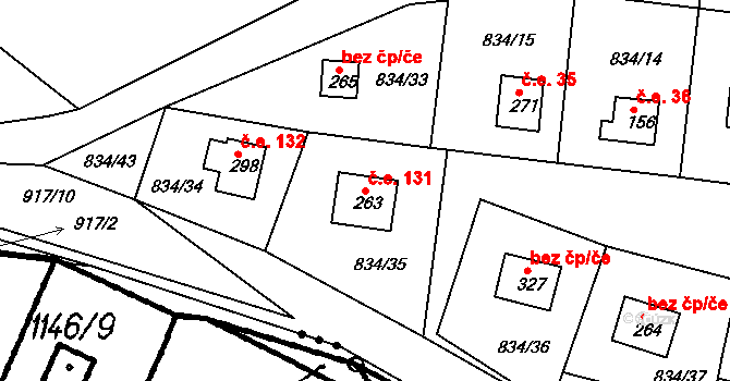 Smrkovice 131, Písek na parcele st. 263 v KÚ Smrkovice, Katastrální mapa