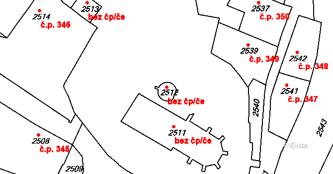 Jemnice 40156877 na parcele st. 2512 v KÚ Jemnice, Katastrální mapa