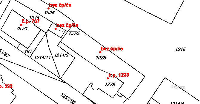 Říčany 41684877 na parcele st. 1925 v KÚ Říčany u Prahy, Katastrální mapa