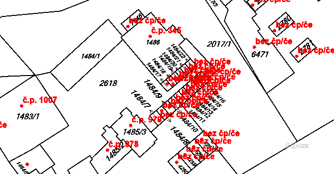 Třebíč 42720877 na parcele st. 1484/17 v KÚ Třebíč, Katastrální mapa