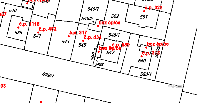Plzeň 43634877 na parcele st. 548/2 v KÚ Lobzy, Katastrální mapa