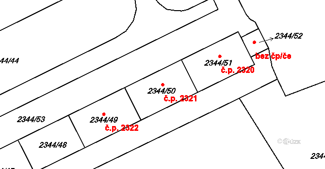 Předměstí 2321, Opava na parcele st. 2344/50 v KÚ Opava-Předměstí, Katastrální mapa