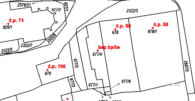 Velké Předměstí 287, Horšovský Týn na parcele st. 977/4 v KÚ Horšovský Týn, Katastrální mapa