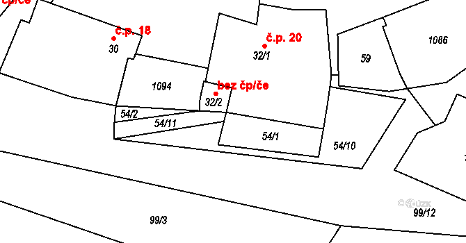 Tuhaň 45416877 na parcele st. 32/2 v KÚ Tuhaň, Katastrální mapa