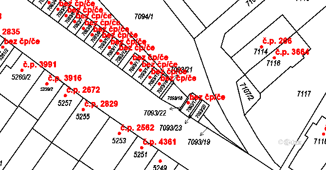 Brno 45561877 na parcele st. 7093/16 v KÚ Židenice, Katastrální mapa