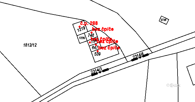 Rajnochovice 47592877 na parcele st. 539 v KÚ Rajnochovice, Katastrální mapa