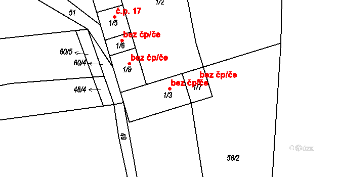 Vojníkov 49044877 na parcele st. 1/3 v KÚ Držov, Katastrální mapa