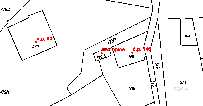 Zátor 50270877 na parcele st. 479/3 v KÚ Loučky u Zátoru, Katastrální mapa