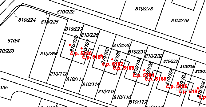 Proseč nad Nisou 5182, Jablonec nad Nisou na parcele st. 810/102 v KÚ Proseč nad Nisou, Katastrální mapa