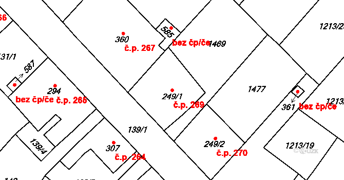 Brandýs nad Orlicí 269 na parcele st. 249/1 v KÚ Brandýs nad Orlicí, Katastrální mapa