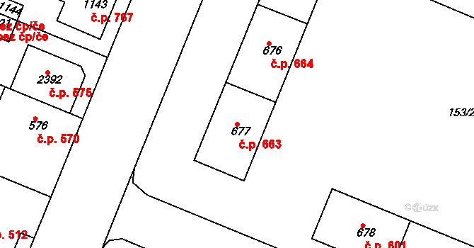 Lobeček 663, Kralupy nad Vltavou na parcele st. 677 v KÚ Lobeček, Katastrální mapa