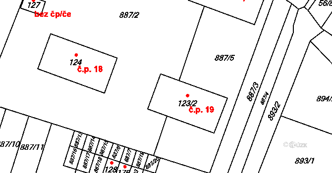 Srby 19 na parcele st. 123/2 v KÚ Srby u Horšovského Týna, Katastrální mapa
