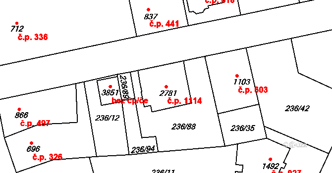 Sušice II 1114, Sušice na parcele st. 2781 v KÚ Sušice nad Otavou, Katastrální mapa