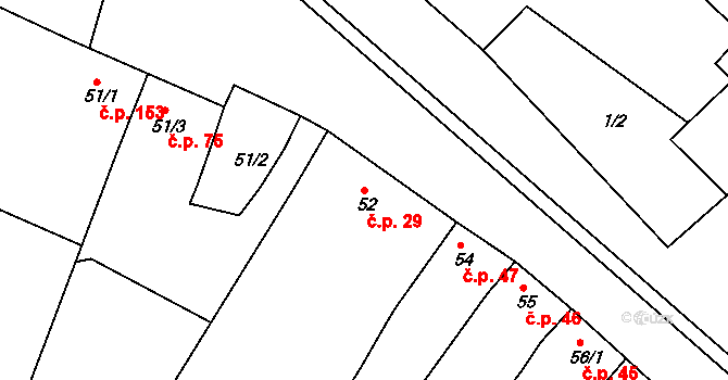 Količín 29, Holešov na parcele st. 52 v KÚ Količín, Katastrální mapa