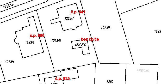 Jablunkov 102847878 na parcele st. 1223/14 v KÚ Jablunkov, Katastrální mapa
