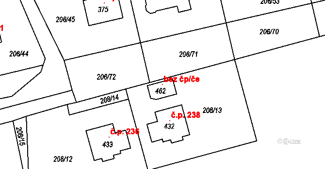 Šlapanov 103831878 na parcele st. 462 v KÚ Šlapanov, Katastrální mapa