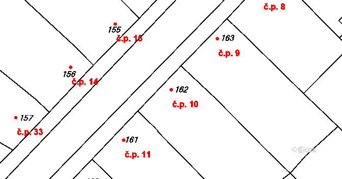Otonovice 10, Hrubčice na parcele st. 162 v KÚ Hrubčice, Katastrální mapa