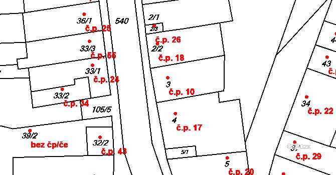 Kobylničky 10, Myslejovice na parcele st. 3 v KÚ Kobylničky, Katastrální mapa
