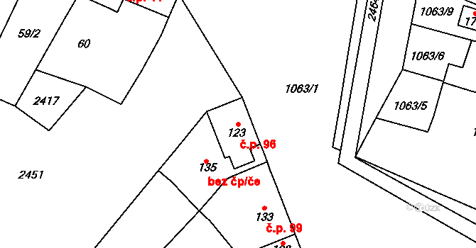 Vitčice 96 na parcele st. 123 v KÚ Vitčice na Moravě, Katastrální mapa