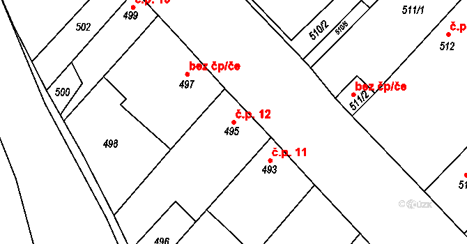 Slup 12 na parcele st. 495 v KÚ Slup, Katastrální mapa