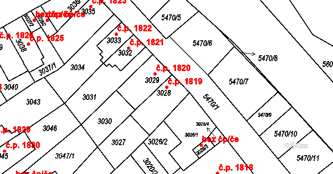 Znojmo 1819 na parcele st. 3028 v KÚ Znojmo-město, Katastrální mapa