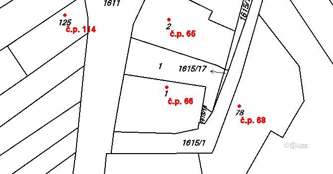 Rohozec 66 na parcele st. 1 v KÚ Rohozec u Žehušic, Katastrální mapa