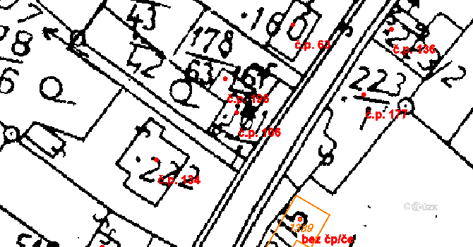 Zbraslavice 106 na parcele st. 161/1 v KÚ Zbraslavice, Katastrální mapa