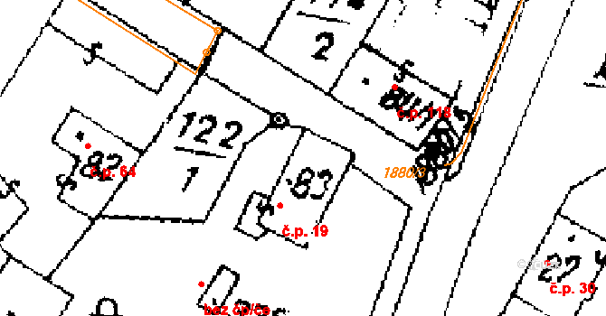 Přerov nad Labem 19 na parcele st. 83 v KÚ Přerov nad Labem, Katastrální mapa