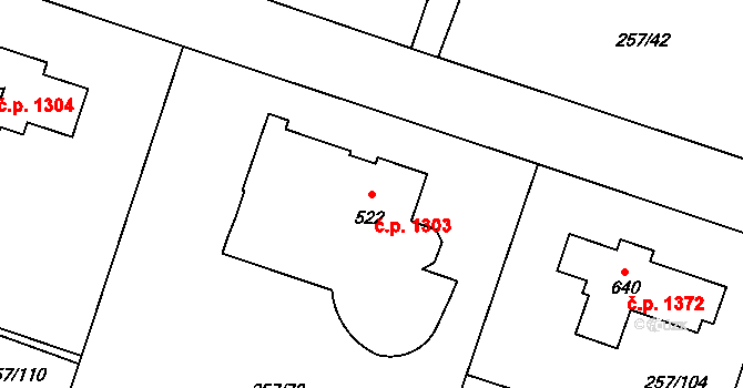 Nová Hospoda 1303, Kamenice na parcele st. 522 v KÚ Štiřín, Katastrální mapa