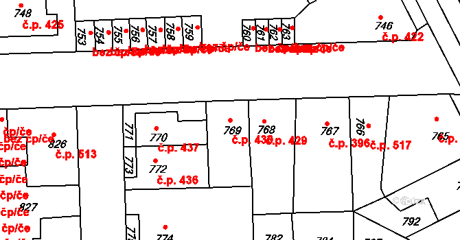 Švermov 430, Kladno na parcele st. 769 v KÚ Motyčín, Katastrální mapa