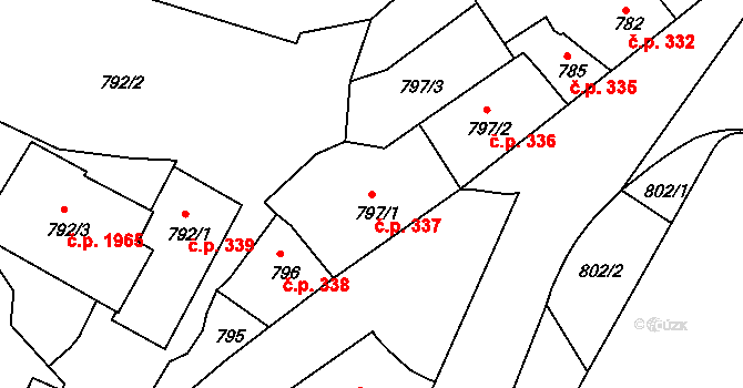 Děčín IV-Podmokly 337, Děčín na parcele st. 797/1 v KÚ Podmokly, Katastrální mapa