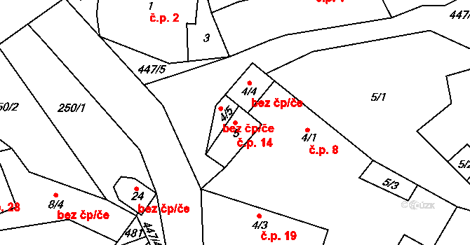 Koubalova Lhota 14, Klučenice na parcele st. 5 v KÚ Koubalova Lhota, Katastrální mapa