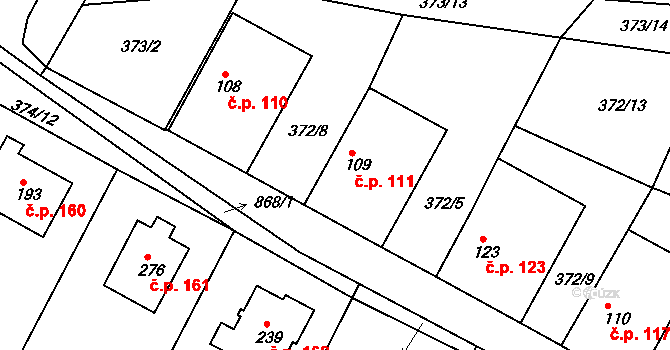 Višňová 111 na parcele st. 109 v KÚ Višňová, Katastrální mapa